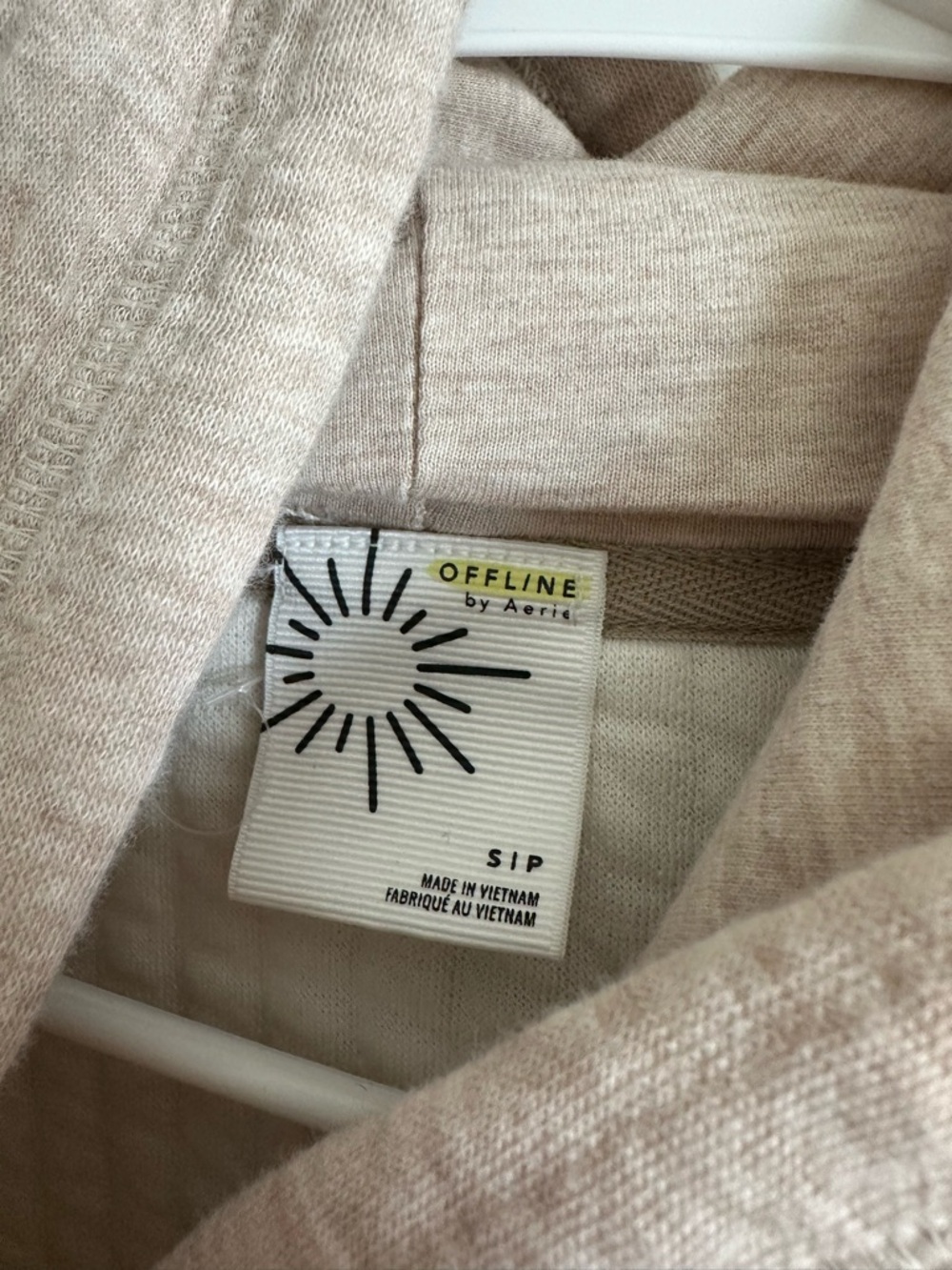 Aerie Offline Coffee Run Cropped Hoodie in Heather Fawn Tan Small - Picture 4 of 4